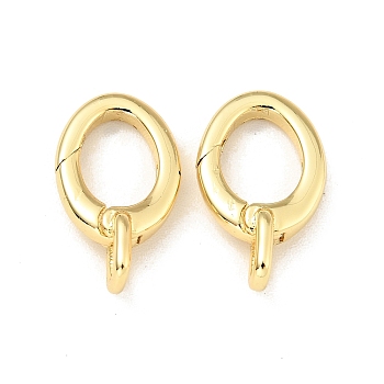 Brass Spring Gate Rings, Oval, Cadmium Free & Lead Free, Long-Lasting Plated, Real 18K Gold Plated, 15.5x9x2.5mm, Hole: 1.8x2.5mm