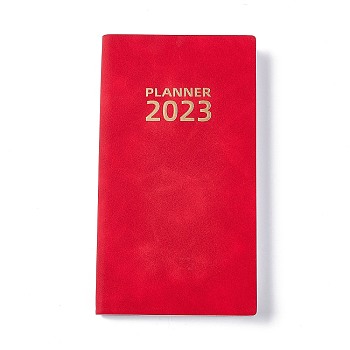 2023 Notebook with 12 Month Tabs, Weekly & Monthly & Daily PU Cover Planner, for Scheduling, Red, 175x98x9mm
