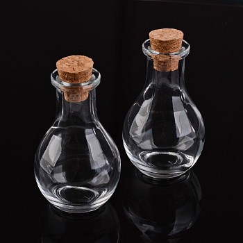 Glass Bottle for Bead Containers, with Cork Stopper, Wishing Bottle, Clear, 4.9x8.8cm, Bottleneck: 2.2cm in diameter, Hole: 15mm, Capacity: 55ml(1.85 fl. oz)