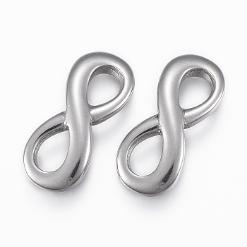 304 Stainless Steel Links connectors, Infinity, Stainless Steel Color, 27x11.5x3mm, Hole: 8x5mm