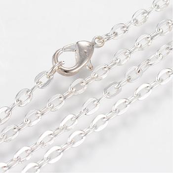 Iron Cable Chains Necklace Making, with Lobster Clasps, Unwelded, Silver Color Plated, 27.5 inch(70cm)