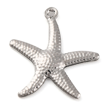 Rack Plating Brass Pendants, Cadmium Free & Lead Free, Long-Lasting Plated, Platinum, Starfish, 22x20x2mm, Hole: 1mm