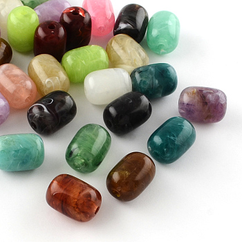 Column Imitation Gemstone Acrylic Beads, Mixed Color, 20x15mm, Hole: 3mm, about 150pcs/500g