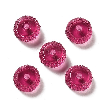 Transparent Resin Beads, Textured Rondelle, Cerise, 12x7mm, Hole: 2.5mm