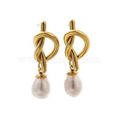 304 Stainless Steel knot Stud Earrings(EJEW-C133-02G)-2