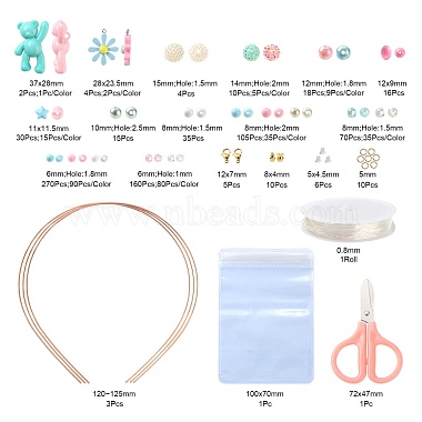 Kit de fabrication de bijoux pour enfants avec perles et pendentifs colorés bricolage(DIY-LS0004-07)-3