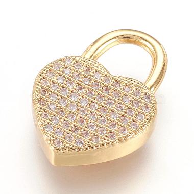 Real Gold Plated Lock Brass+Cubic Zirconia Pendants
