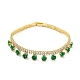 Green Cubic Zirconia Diamond Charm Bracelet with Rack Plating Brass Link Chains(BJEW-Q771-03G)-1