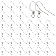 100Pcs 304 Stainless Steel Ear Wire, French Hooks with Ball and Horizontal Loops, Stainless Steel Color, 17x3mm, Hole: 2mm, 21 Gauge, Pin: 0.7mm(STAS-UN0054-32)