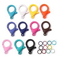 PandaHall Elite 110Pcs 11 Colors Plastic Lobster Claw Clasps, with 110Pcs 11 Colors Iron Jump Rings, Mixed Color, 10pcs/color(FIND-PH0001-49)