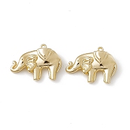 Brass Pendants, Elephant Charms, Real 18K Gold Plated, 13x18.5x5mm, Hole: 0.9mm(KK-K271-14G)