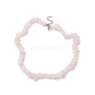 Natural Rose Quartz Chip Beaded Necklaces with 304 Stainless Steel Lobster Claw Clasp & Chain Extender, Choker Necklace for Women, 15 inch(38.2cm)(NJEW-JN04225-01)