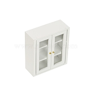 Miniature Wood Cabinet, Mini 3 Layer Display Cupboard with Door, for Dollhouse, White, 32x78x87mm(MIMO-PW0001-021)