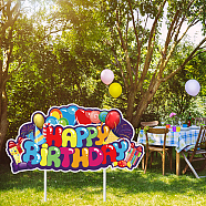Plastic Yard Signs Display Decorations, for Outdoor Garden Decoration, Ballon with Word Happy Birthday, Colorful, 180x360x4mm(DIY-WH0248-014)
