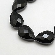 Crystal Glass Teardrop Beads Strands, Faceted, Black, 24x17x11mm, Hole: 1mm, about 30pcs/strand, 28.3 inch(EGLA-F067-02)