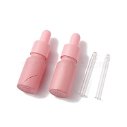 (Defective Closeout Sale: Paint Removed)Empty Portable Frosted Glass Dropper Bottles, with Rubber Extrusion Head, PP Dust Cap, Refillable Bottle for Essential Oils, Pink, 2.5x8.2cm, Capacity: 10ml(0.34fl. oz)(MRMJ-XCP0001-29)