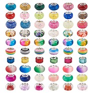 Resin European Beads, Large Hole Beads, with Silver Color Brass Cores, Mixed Color, 72x65mm, 100pcs/box(RPDL-TA0001-02)