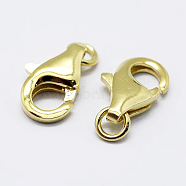 925 Sterling Silver Lobster Claw Clasps, Carved 925, Golden, 11.5mm, Hole: 1mm(X-STER-K167-074B-G)