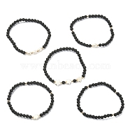 5Pcs 5 Style Natural Lava Rock & Pearl & Shell Star Beaded Stretch Bracelets Set, Inner Diameter: 1-3/4~1-3/4 inch(4.3~4.5cm), 1Pcs/style(BJEW-JB09495-03)