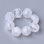 Acrylic Beads, Imitation Gemstone, Faceted, Round, Clear & White, 8mm, Hole: 1.8mm, about 1900pcs/500g(OACR-T006-186B-01)