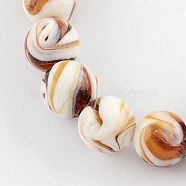 Handmade Lampwork Beads, Round, Chocolate, 14mm, Hole: 1~2mm(X-LAMP-R111-09)