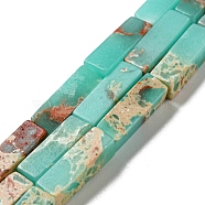 Synthetic Imperial Jasper Dyed Beads Strands, Rectangle, Turquoise, 13~13.5x4~4.5x4~4.5mm, Hole: 1.4mm, about 28~29pcs/strand, 14.49''~14.96''(36.8~38cm)(G-D077-C01-08)