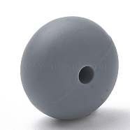 Food Grade Eco-Friendly Silicone Beads, Chewing Beads For Teethers, DIY Nursing Necklaces Making, Rondelle, Slate Gray, 14x8mm, Hole: 3mm(SIL-Q001B-15)