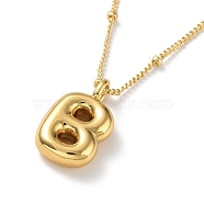 Initial Letter Brass Pendant Necklaces, Real 18K Gold Plated, Letter B, 17.52 inch(445mm), Letter: 19x11mm.(NJEW-A015-21G-B)