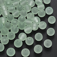 Transparent Acrylic Beads, Rubberized Style, Frosted, Round, Light Green, 8x7mm, Hole: 1.8mm, about 1745pcs/500g(MACR-S373-66-M02)