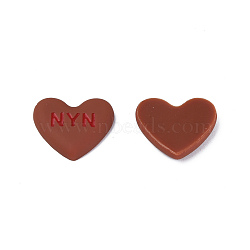 Acrylic Enamel Cabochons, Heart with Word NYN, Saddle Brown, 20x23x5mm(KY-N015-208A)
