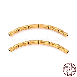 925 Sterling Silver Tube Beads, Bamboop-shaped with Textured, Antique Golden, 35x8x2.5mm, Hole: 1.4mm, about 20Pcs/10g(STER-D036-26AG-04)