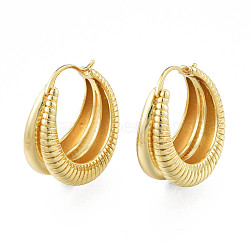 Brass Teardrop Chunky Hoop Earrings for Women, Nickel Free, Golden, 26x22.5x12mm, Pin: 0.8mm(EJEW-N011-84)