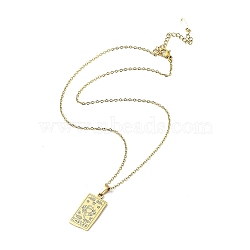 Rectangle with Twelve Constellations Pendant Necklaces, 304 Stainless Steel Cable Chains Necklaces, Golden, Cancer, 15.98 inch(40.6cm)(NJEW-D069-01G-04)