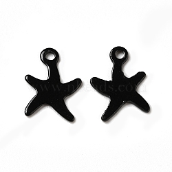 Spray Painted 201 Stainless Steel Charms, Starfish Charm, Black, 12x9x1mm, Hole: 1.2mm(STAS-I672-06A)