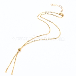 304 Stainless Steel Cable Chain Necklace Making, with Slider Stopper Beads and Lobster Claw Clasps, Golden, 20.86 inch(53cm)(X-AJEW-JB00778-02)