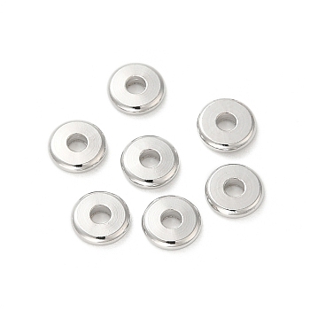 Brass Spacer Beads, Disc, Real Platinum Plated, 5x1.2mm, Hole: 1.5mm