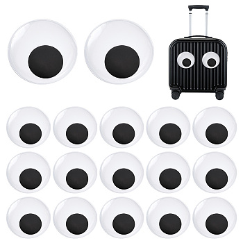 Elite 12Pcs Black & White Wiggle Googly Eyes Cabochons, with Label Paster on Back, DIY Scrapbooking Crafts Toy Accessories, White, 70.5x10mm