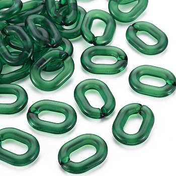 Transparent Acrylic Linking Rings, Quick Link Connectors, for Cable Chains Making, Oval, Green, 24x18x5mm, Inner Diameter: 13x7mm, about 403pcs/500g