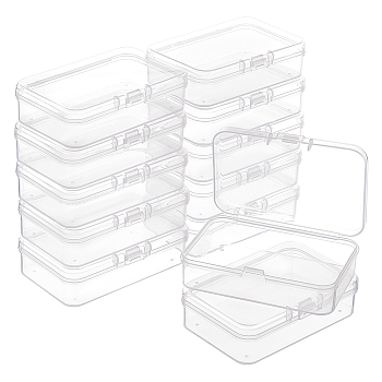 PP Plastic Bead Containers, Rectangle Bead Storage Case with Hinged Lid, for Small Iterms, Clear, 7.5x5.15x2.1cm