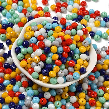 Glass Beads, Faceted, Rondelle, Mixed Color, 6x5mm, Hole: 1mm, about 2360pcs/500g