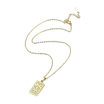 Rectangle with Twelve Constellations Pendant Necklaces, 304 Stainless Steel Cable Chains Necklaces, Golden, Cancer, 15.98 inch(40.6cm)