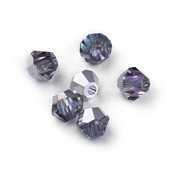 K9 Glass Beads, Faceted, Bicone, Vitrail Light, 4x4mm, Hole: 1mm