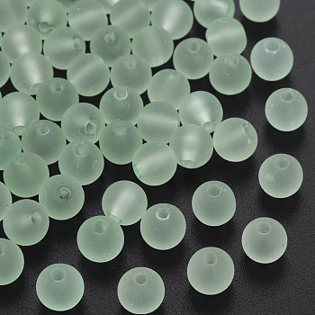 Transparent Acrylic Beads, Rubberized Style, Frosted, Round, Light Green, 8x7mm, Hole: 1.8mm, about 1745pcs/500g