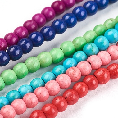 6mm Mixed Color Round Synthetic Turquoise Beads