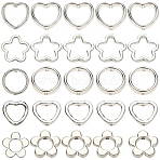 100Pcs CCB Plastic Bead Frame, Flower & Heart & Ring, Platinum, 13~16x14~16x3~3.5mm, Hole: 1.4~1.8mm, Inner Diameter: 7~10mm, 20pcs/style(CCB-YW0001-64P)