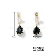 Chic French Style Teardrop Stud Earrings for Women, Golden, 48x14mm(DS3983-3)