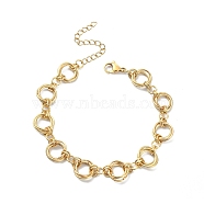 304 Stainless Steel Rings Link Chain Bracelet, Golden, 7-3/8 inch(18.8cm)(BJEW-TA00334-01)