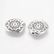 Tibetan Style Alloy Beads, Flat Round, Antique Silver, 18x4mm, Hole: 1mm(PALLOY-F173-05AS)