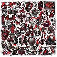 50Pcs Black and Red Gothic Skull Paper Stickers, Self-Adhesive Decals, for Water Bottles Laptop Phone Skateboard Decoration, Mixed Color, 35~55x38~56x0.3mm(DIY-P085-10)