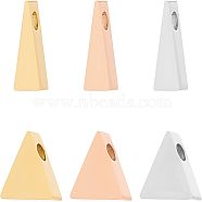 Unicraftale 6Pcs 6 Style 201 Stainless Steel Charms, for Simple Necklaces Making, Stamping Blank Tag, Laser Cut, Triangle, Mixed Color, 7.5~10x4~8.5x3mm, Hole: 1.6~1.8mm, 1pc/style(STAS-UN0036-59)